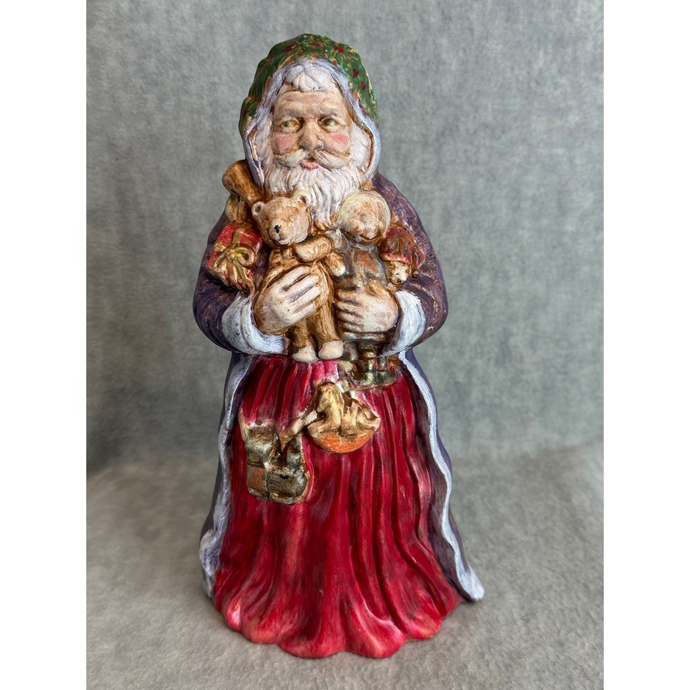 Vintage Olde World Santa Claus 10"‎ Holding Teddy Bears and Doll Christmas Decor